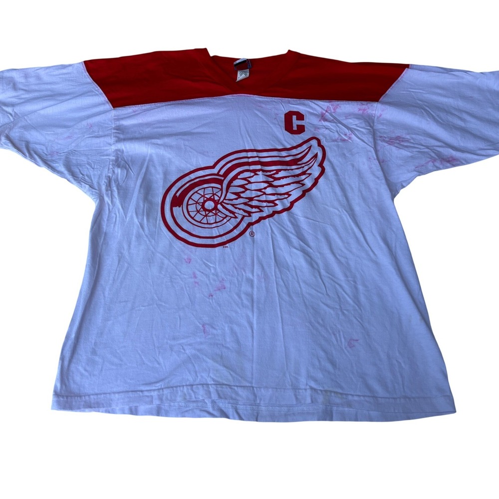 Vintage 90s Red Wings Steve Yzerman 19 T-Shirt XL Jersey Joy Athletic Red White‎